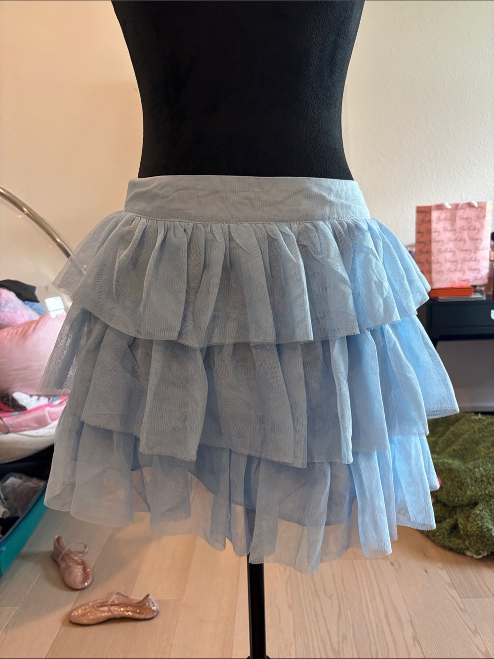 Altar'd State Light Blue Tiered Tulle Mini Skirt NWT